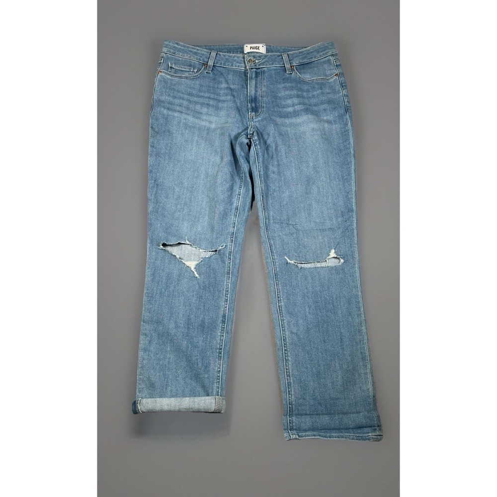 Paige Brigitte Jeans Womens 30 Fits 32 Straight Leg Stretch Denim Light Wash